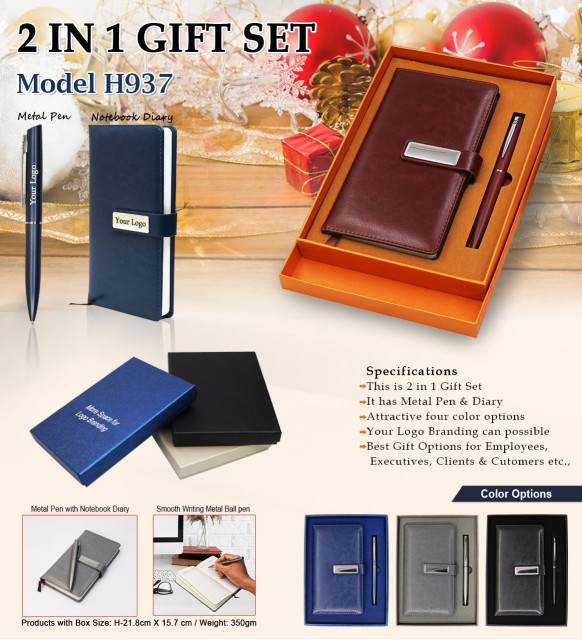 2 in 1 gift set modal h937 metal pen and notebook diary